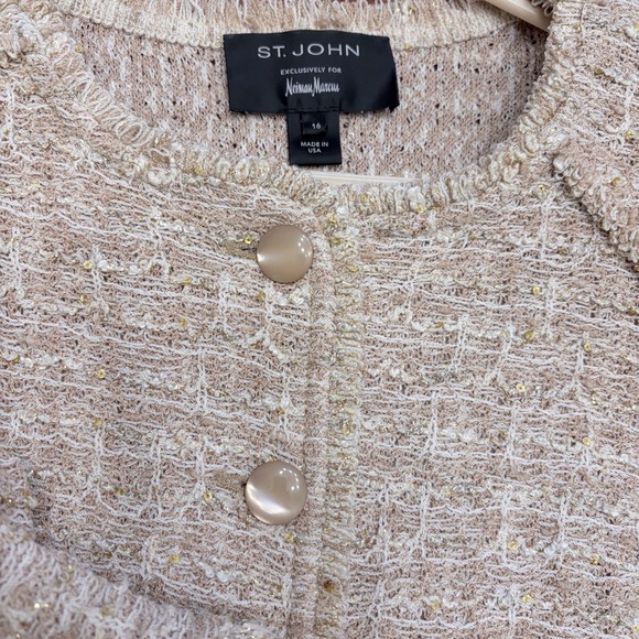 St. John for Neiman Marcus tweed fringe blazer Size 16 - Picture 5 of 8